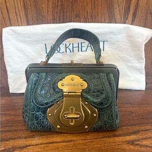 Lockheart‎ Rare Mock Crocodile Push-Lock Embossed 
 Handbag Vintage Y2K